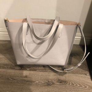 Cuyana Small Structured Leather Tote Gray
